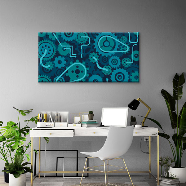 Mavi Dişli Çark ve Mekanik Tasarımlı Kanvas Duvar Tablosu – 5449