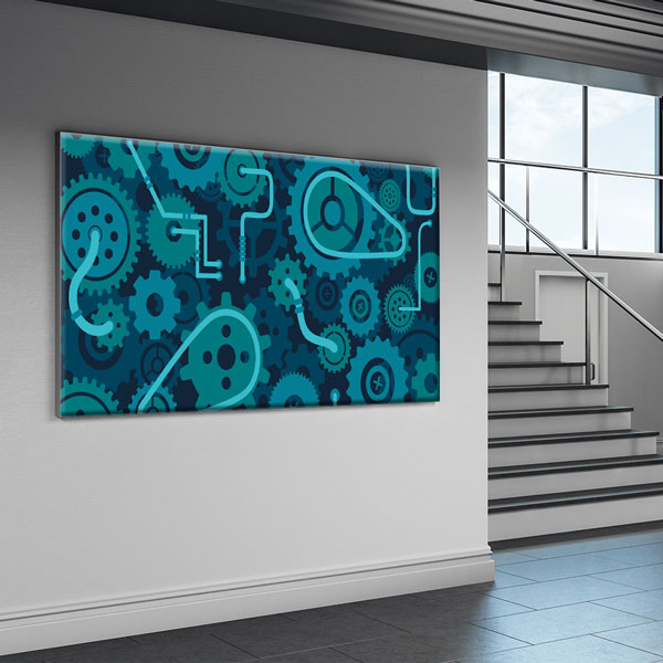 Mavi Dişli Çark ve Mekanik Tasarımlı Kanvas Duvar Tablosu – 5449
