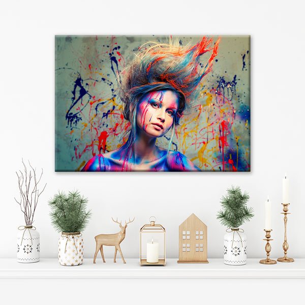 Renkli Saç Tasarımı Kuaför Kanvas Tablo – 5633