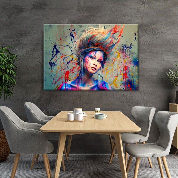 Renkli Saç Tasarımı Kuaför Kanvas Tablo – 5633