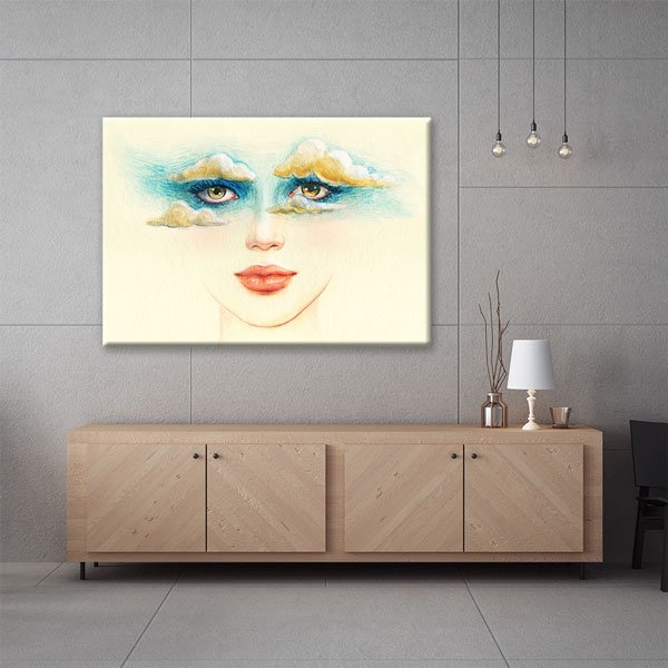 Bulut Gözler Kadın Portresi Kuaför Duvar Tablosu – 5646
