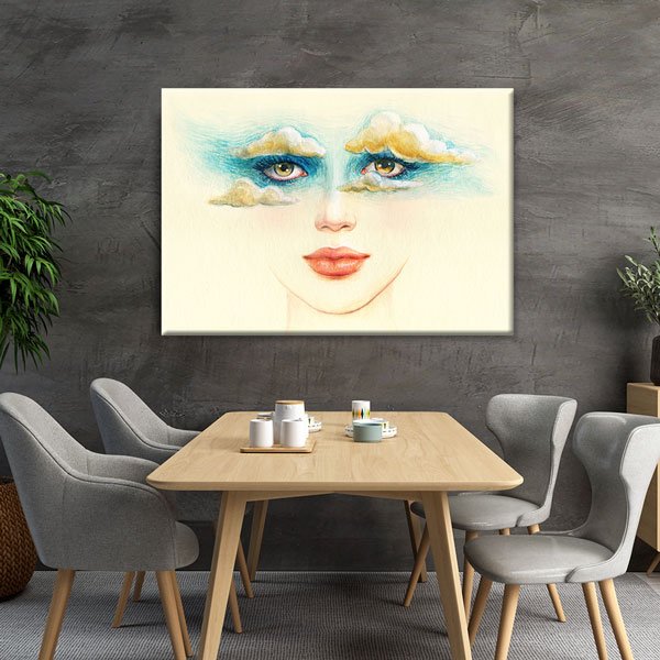 Bulut Gözler Kadın Portresi Kuaför Duvar Tablosu – 5646