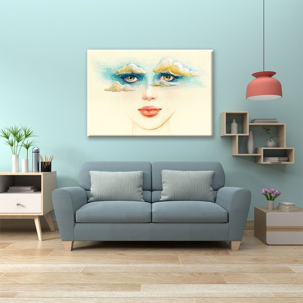 Bulut Gözler Kadın Portresi Kuaför Duvar Tablosu – 5646