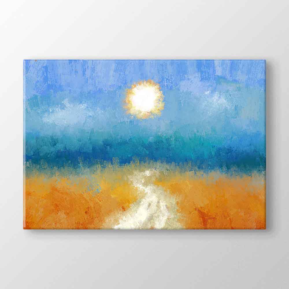 Soyut Güneş ve Yol Manzarası Kanvas Tablo 4379