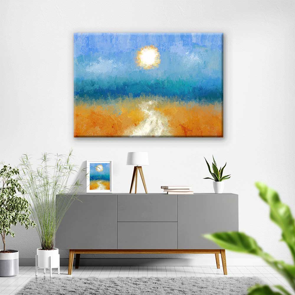 Soyut Güneş ve Yol Manzarası Kanvas Tablo 4379