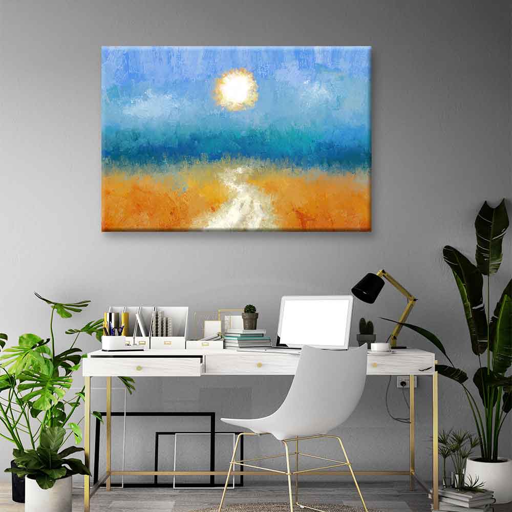 Soyut Güneş ve Yol Manzarası Kanvas Tablo 4379