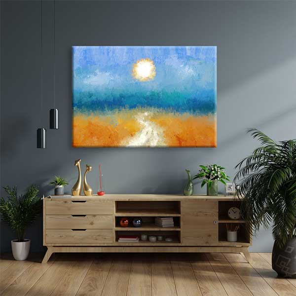 Soyut Güneş ve Yol Manzarası Kanvas Tablo 4379
