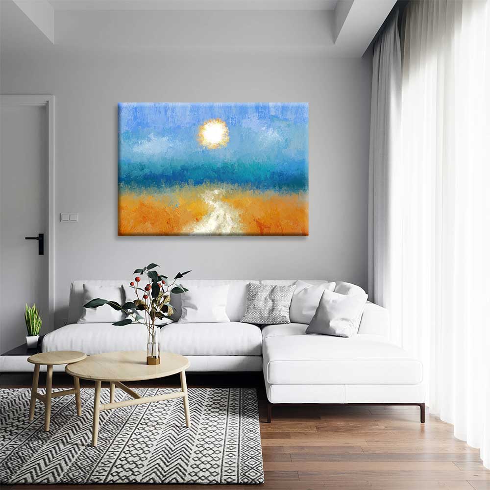 Soyut Güneş ve Yol Manzarası Kanvas Tablo 4379
