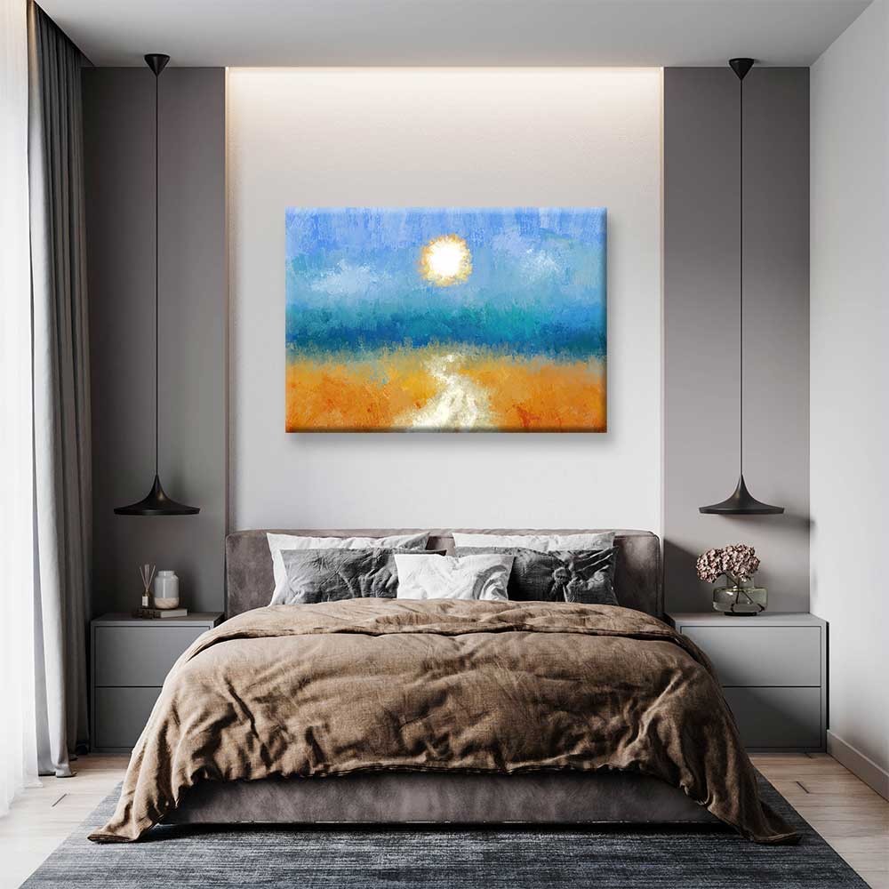 Soyut Güneş ve Yol Manzarası Kanvas Tablo 4379