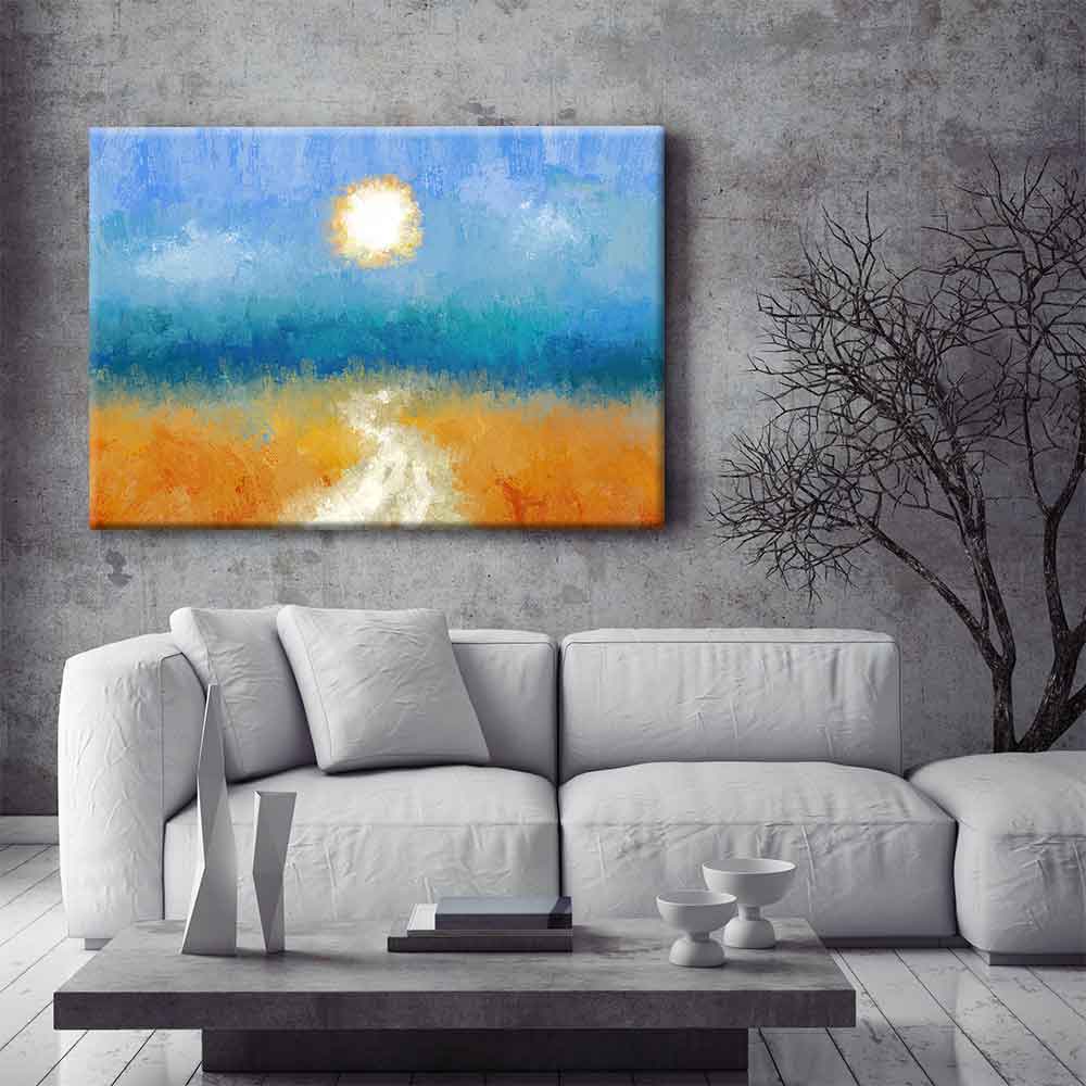 Soyut Güneş ve Yol Manzarası Kanvas Tablo 4379