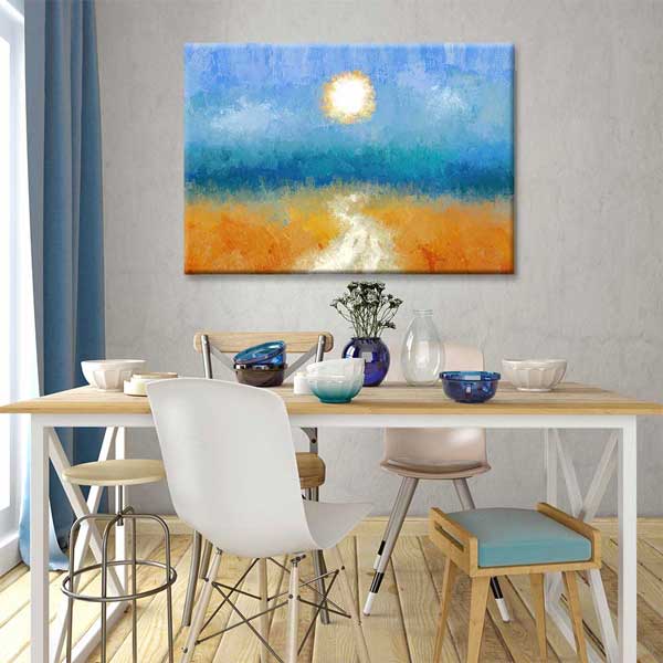 Soyut Güneş ve Yol Manzarası Kanvas Tablo 4379