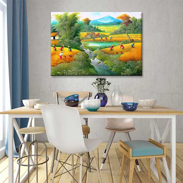 Kırsal Yaşam ve Hasat Manzarası Kanvas Tablo 4394