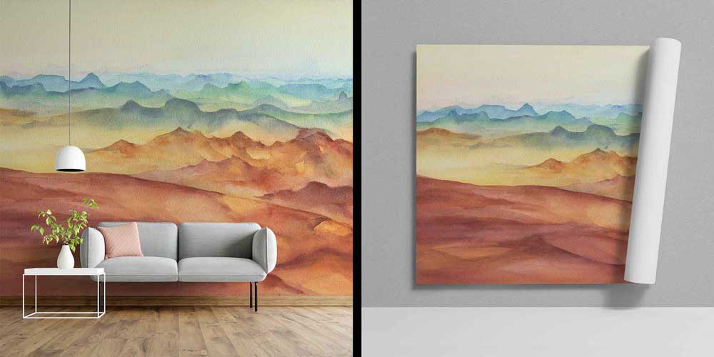 Pastel Dağ Katmanları Panoramik Duvar Kağıdı 4411