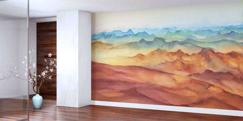 Pastel Dağ Katmanları Panoramik Duvar Kağıdı 4411