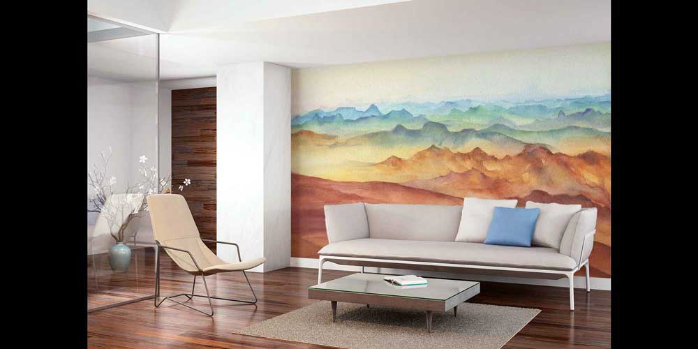 Pastel Dağ Katmanları Panoramik Duvar Kağıdı 4411