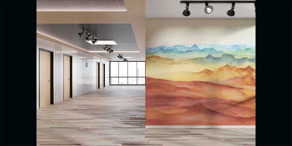 Pastel Dağ Katmanları Panoramik Duvar Kağıdı 4411