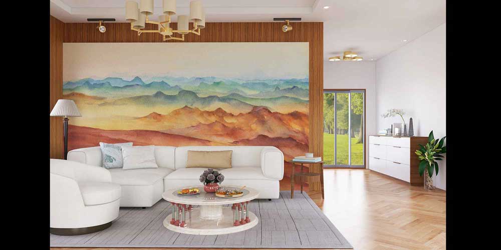 Pastel Dağ Katmanları Panoramik Duvar Kağıdı 4411