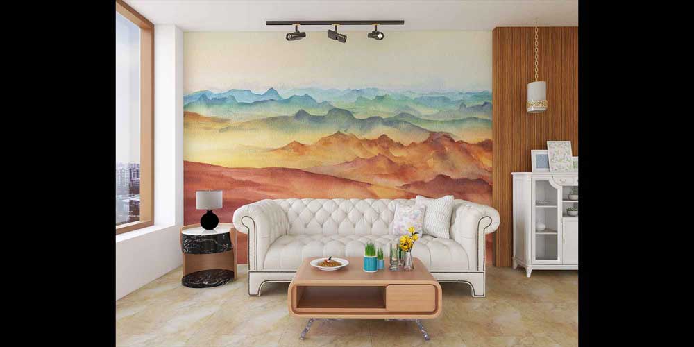 Pastel Dağ Katmanları Panoramik Duvar Kağıdı 4411