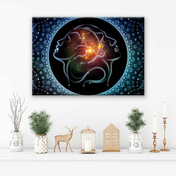 Kozmik Aşk ve Ruh Bağı Temalı Kanvas Tablo 4456