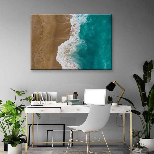 Turkuaz Deniz ve Kumsal Üstten Görünüm Deniz Temalı Duvar Tablosu 4591