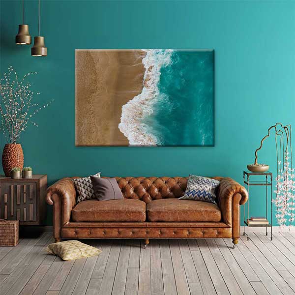 Turkuaz Deniz ve Kumsal Üstten Görünüm Deniz Temalı Duvar Tablosu 4591