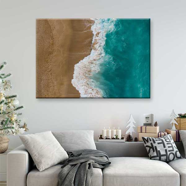 Turkuaz Deniz ve Kumsal Üstten Görünüm Deniz Temalı Duvar Tablosu 4591