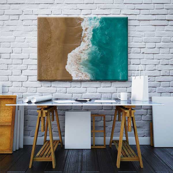 Turkuaz Deniz ve Kumsal Üstten Görünüm Deniz Temalı Duvar Tablosu 4591