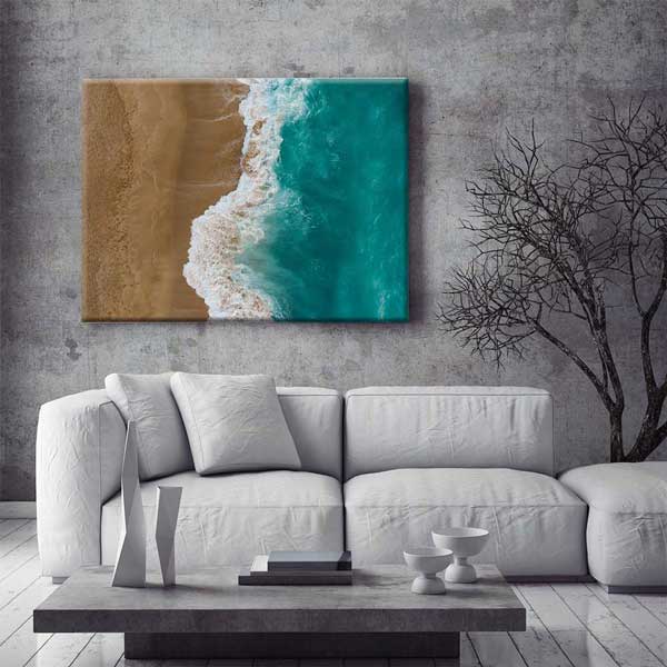 Turkuaz Deniz ve Kumsal Üstten Görünüm Deniz Temalı Duvar Tablosu 4591