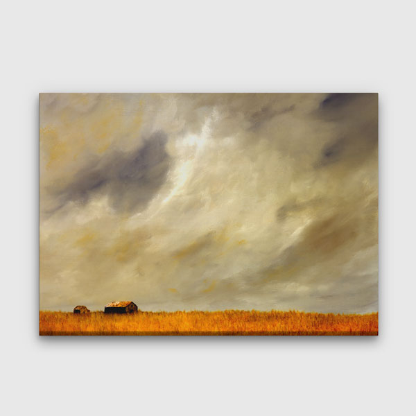 Ufukta Çiftlik Evleri ve Kır Ovası Manzarası Kanvas Tablo 4677