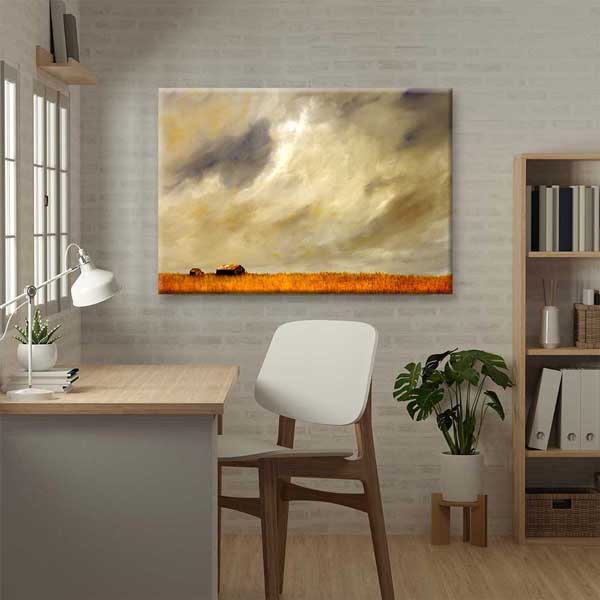 Ufukta Çiftlik Evleri ve Kır Ovası Manzarası Kanvas Tablo 4677