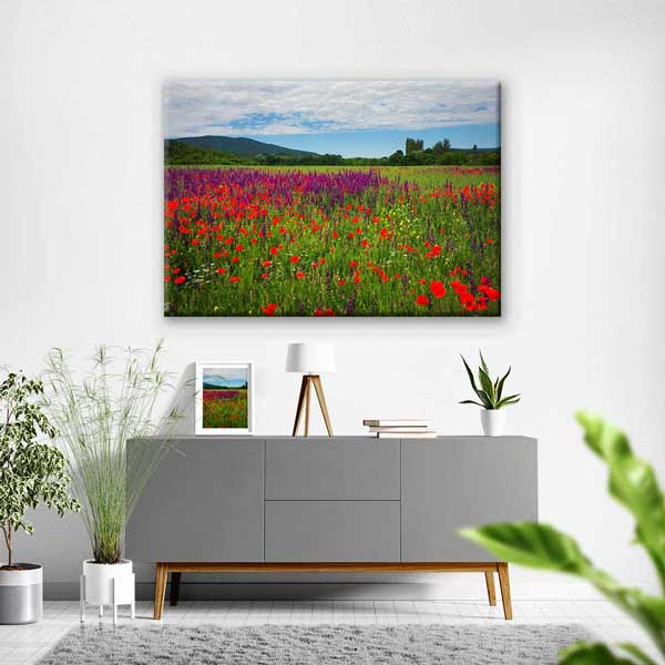 Renkli Kır Çiçekleri Tarlası Manzarası Kanvas Tablo 4690