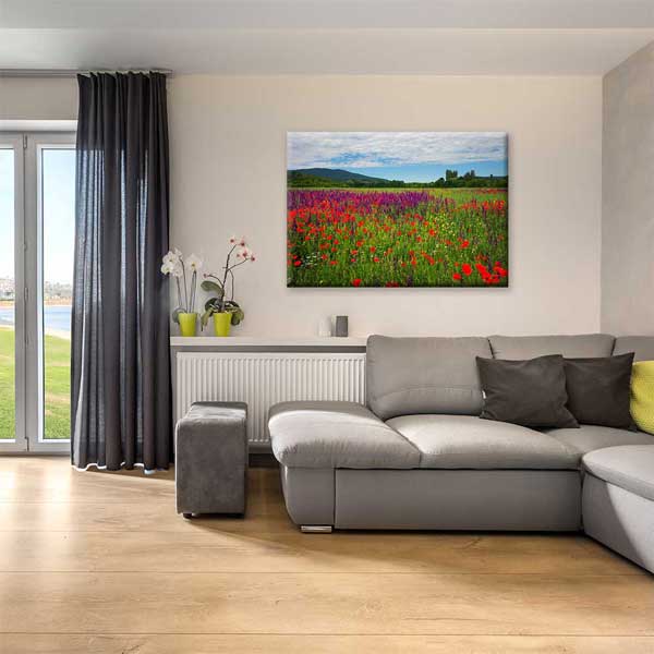 Renkli Kır Çiçekleri Tarlası Manzarası Kanvas Tablo 4690