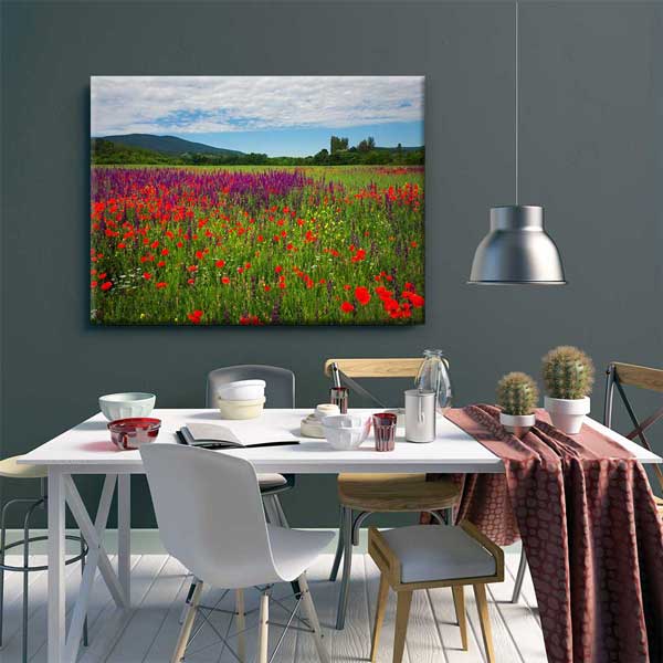 Renkli Kır Çiçekleri Tarlası Manzarası Kanvas Tablo 4690