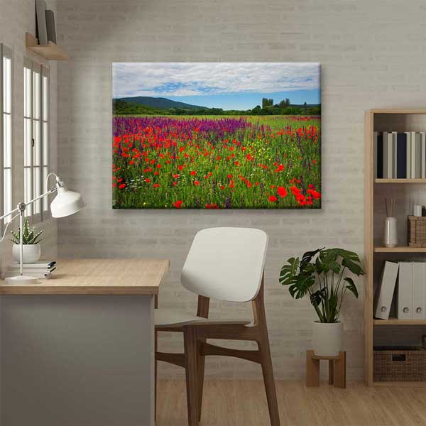 Renkli Kır Çiçekleri Tarlası Manzarası Kanvas Tablo 4690