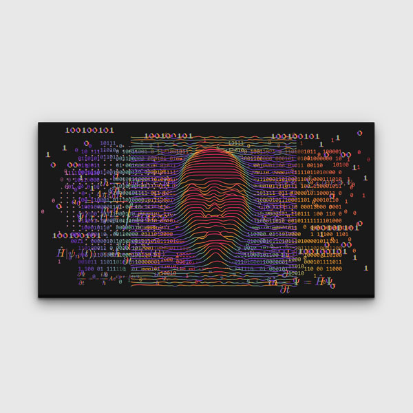 Veri Akışı İçinde Dijital Yüz Modern Dijital Sanat Kanvas Duvar Tablosu 4781