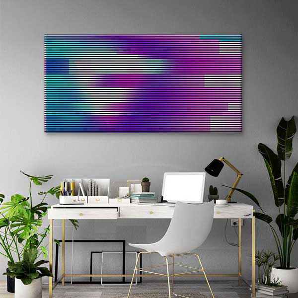 Renk Geçişli Glitch Çizgiler Soyut Dijital Sanat Kanvas Duvar Tablosu 4785