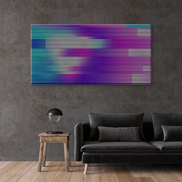 Renk Geçişli Glitch Çizgiler Soyut Dijital Sanat Kanvas Duvar Tablosu 4785