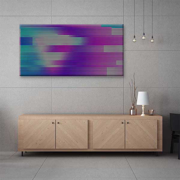 Renk Geçişli Glitch Çizgiler Soyut Dijital Sanat Kanvas Duvar Tablosu 4785
