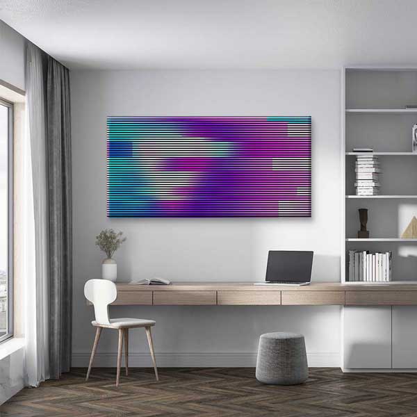Renk Geçişli Glitch Çizgiler Soyut Dijital Sanat Kanvas Duvar Tablosu 4785