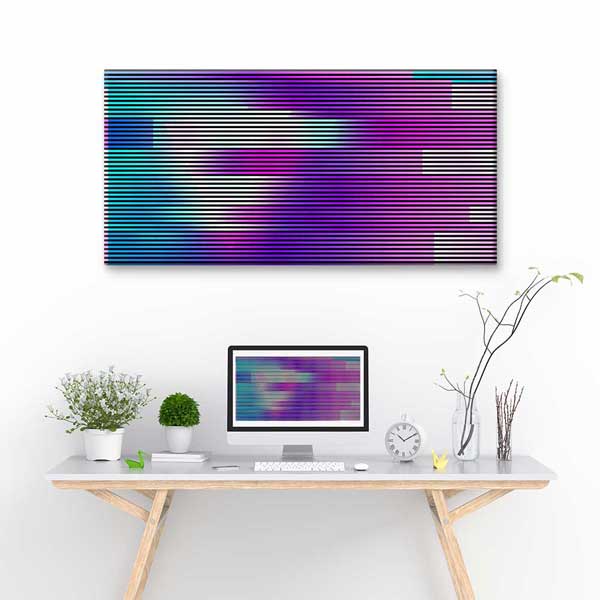 Renk Geçişli Glitch Çizgiler Soyut Dijital Sanat Kanvas Duvar Tablosu 4785