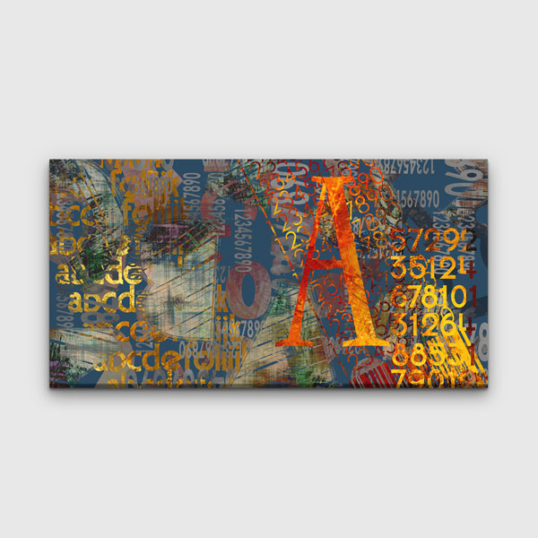 Tipografik Kolaj ve Sayılar Soyut Dijital Sanat Kanvas Duvar Tablosu 4799