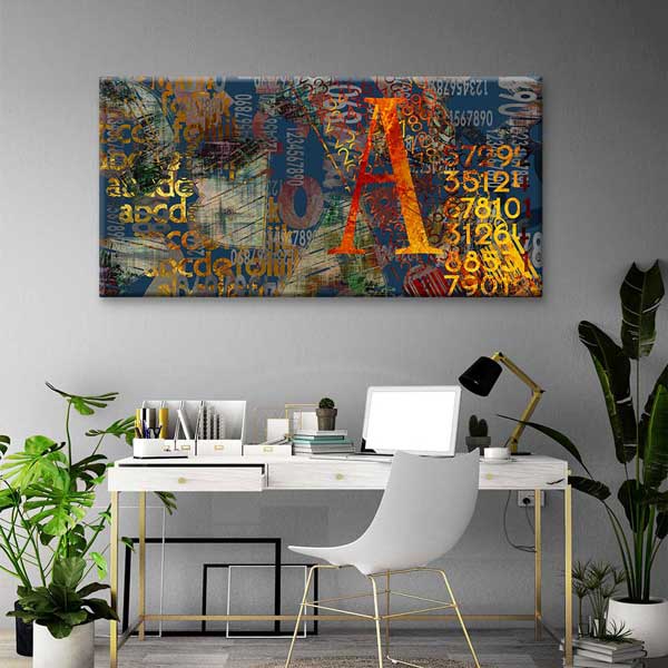 Tipografik Kolaj ve Sayılar Soyut Dijital Sanat Kanvas Duvar Tablosu 4799