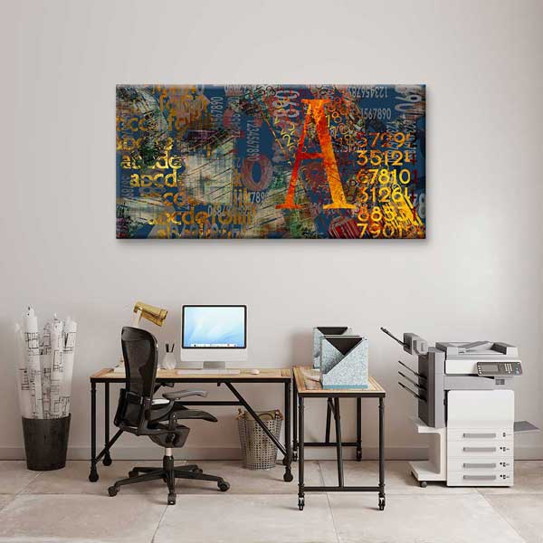 Tipografik Kolaj ve Sayılar Soyut Dijital Sanat Kanvas Duvar Tablosu 4799
