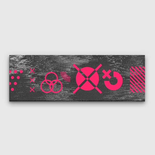 Glitch Dokulu Geometrik Semboller Dijital Sanat Kanvas Duvar Tablosu 4801