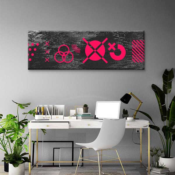 Glitch Dokulu Geometrik Semboller Dijital Sanat Kanvas Duvar Tablosu 4801