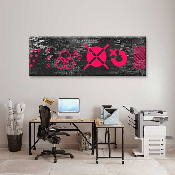 Glitch Dokulu Geometrik Semboller Dijital Sanat Kanvas Duvar Tablosu 4801