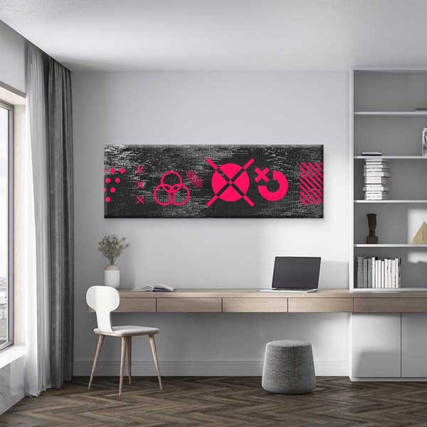 Glitch Dokulu Geometrik Semboller Dijital Sanat Kanvas Duvar Tablosu 4801