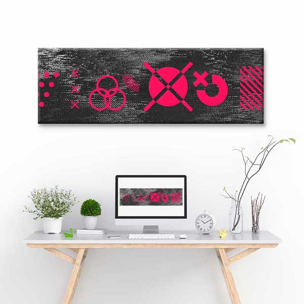 Glitch Dokulu Geometrik Semboller Dijital Sanat Kanvas Duvar Tablosu 4801