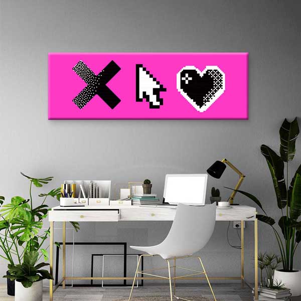 Piksel İkonlar X İmleç Kalp Pop Dijital Sanat Kanvas Duvar Tablosu 4803