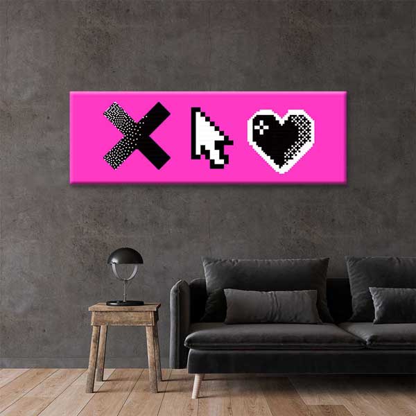 Piksel İkonlar X İmleç Kalp Pop Dijital Sanat Kanvas Duvar Tablosu 4803